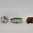 Vintage Bone China Cat Figurine Boat Turtle Lot Of 3 Taiwan Miniature Decor