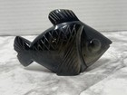 Black Obsidian Stone Fish Figure Hand Carved Free Standing Statue