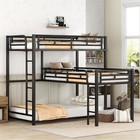Metal Triple Bed Frame Twin Size Bunk Bed Loft Bed W  Ladder Kids Teens Bedroom