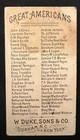 1888 N76 W  Duke  Sons   Co Beecher Great Americans  facing Right  Low Pop Vg 