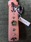 Nwt Coach Coral Leather Riveted Loop Tea Rose Bag Charm Key Ring  30075