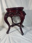 Chinese Hand Carved Rosewood Detailed Marble Pedestal Stand 19th Century Vintage