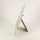 Ivory Color Open Scroll Enamel Table Picture Photo Frame Lightly Destressed