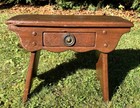 Antique Vintage Primitive Style Footstool Cricket Bench W  Drawer Plant Stand