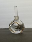Vintage  Antique Glass Perfume Bottle  Etched Butterfly Or Moth  Signed  1830   s 