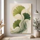 Green Ginkgo Leaf Canvas Wall Art Botanical Print Modern Neutral Home Decor Gift
