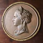 Antique 19th C  French Figural Bronze Plaque Medallion  210 Firm