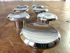Lot Of 7 Vtg Mcm Chrome Cabinet Door Drawer Concave Beveled Knobs 1 5  Mirrored