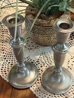 Vintage Pair Of Empire Pewter Weighted Candlestick Holders 8  X 3 3 4   Mcm
