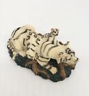 White Tigers Resin Statue Mother Babies Figurines