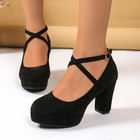 Women s Mary Jane High Heel Pumps Black Elegant Wedding Office Party Shoes