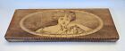 Pyrography   Art Nouveau Woman With Book   Burnt Wood Box   Antique   Unique