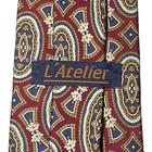 L atelier Men s Silk Necktie Burgundy Red Blue Gold Geometric Woven Tie Italy