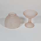 Vintage Frosted Pink Glass Fairy Lamp Candle Holder Floral Pattern   Shade