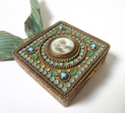 Antique Jeweled Dance Compact Hand-painted Portrait Enamel France