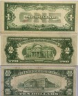 Vf 1928  1 Funny Back Silver Certificate  1928  2 Red Seal  1934  10 Green Seal