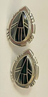 Vintage Navajo Handmade Sterling Silver   Onyx Earrings 4 8 Grams 3 4 x1 2          