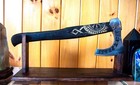 High Polish Tactical Viking Axe - Hand Forged Carbon Steel W leather Sheath