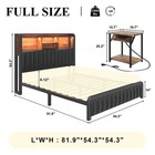 E-motie Full Size Led Bed Frame With Storage Headboard And Charging Station