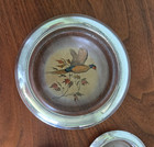 Vintage Frank M Whiting Sterling Silver Pheasant Coaster Set 3 Pc Large Small