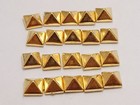 100 Gold Tone Metallic Acrylic Rock Punk Pyramid Spike Studs 9x9mm No Hole