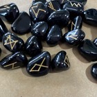 Black Rune Stones Set With Drawstring Pouch - Wicca   Paganism