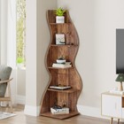 Corner Shelf  Rustic 5-tier Wall Corner Bookshelf  Stylish Corner Small Bookcase