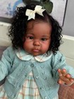 22in African Girl Reborn Baby Doll With Hand-rooted Hair Dark Skin Finished Gift