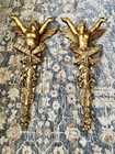 Vintage French Gold Gilt  Carved Wood Set Of 2 Pair Angel Boys Cherub Wall Decor