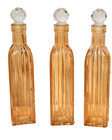 9  Glass Bottles Orange 3-pk Sealed Stoppers Oil Vinegar Kitchen Bath Salts