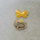 Yellow Bow Pinback Button Lapel Tie Tack Gift Accessory