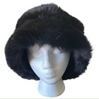 Vintage Dyed Tuscan Lambs Fur Black Bucket Hat Made In Italy