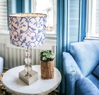Tristan Home Premium Blue And White Floral Cylinder Drum Lamp Shade Spider Fi   
