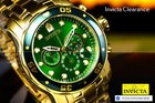 Mens Invicta Pro Diver Scuba 18kt Gold Plated Chronograph Green 48mm Watch New
