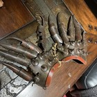 Antique Armor Persian Fighting Gloves Metal Copper Iron Ancient Warrior X1