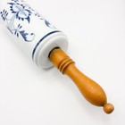 Rolling Pin Blue Onion Ceramic Floral Blue White Wood Handle