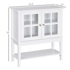 Wood Sturdy Living Room Storage Table Sideboard Buffet With Window Pane Doors