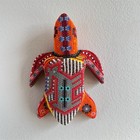 Huichol Mexican Folk Art Hand Crafted Wood Beaded Turtle 5-1 2    Table wall Read