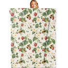 Floral Throw Blanket  Soft  Lightweight Flannel  Vintage 50x60in Strawberry Bee