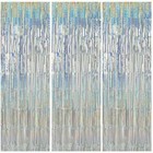 3 Pcs Sliver Laser Glitter Rain Curtain Foil 3 28 Ft X 6 56 Ft Gold red silver