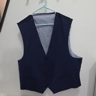 Men s Formal Vest Waistcoat Blue Solid 2xl Regular Wool Polyester Lycra