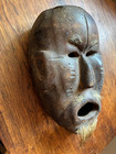 Antique African 12  By 7  Mask Tribal Wood Carving With Scar Patterns Wall Art