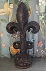 Vintage 13  Cast Iron Garden Fence Topper Hitching Gate Post Finial Fleur De Lis