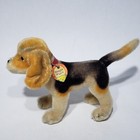 Steiff 10x6 5  Standing Beagle Biggie Plush Figure Red Collar Ear Button Germany