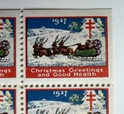 1927 Christmas Seals Full Sheet 100 Reindeer Sleigh Brooklyn Tb Letter Envelope