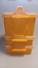 Vintage Tupperware Golden Sun Harvest Square Away Stacking Lunch Set Exc