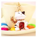 Feng Shui Maneki Neko Lucky Cat Key Chain Ring For Wealth Luck