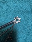 Silver Torah Pointer With Blue Inlay Design And Star Of David Motif
