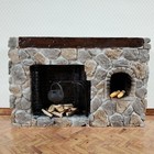 Dollhouse Fireplace Large Stone With Crane Walk-in Style Colonial 1 12 Scale