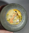 Vintage 1930s-1950s Footed Metal Powder Puff Music Box With Lid works